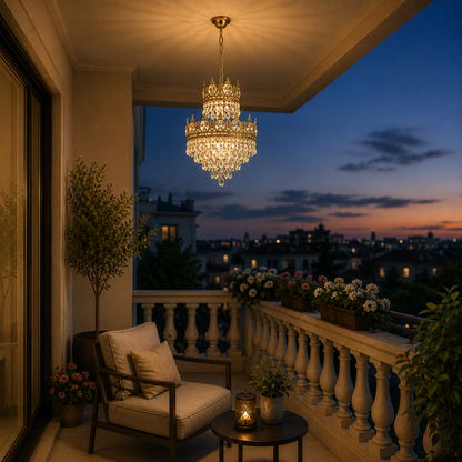 Crystal Chandelier Royal Petito, 3XE14, 25 cm átmérőjű, fényes arany, állítható magasság