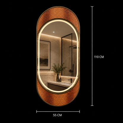Giga LED tükör, 80x60cm, Ezüst, Touch, 6000K fény