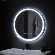 Kerek LED-es tükör, 70 cm, Celeste MotionGlow Marcello, páramentesítő rendszer, óra és hőmérő, szabályozható, meleg, semleges hideg fény 3000K/4000K/6000K Marcello tükrök alapértelmezett cím Alessandro Design