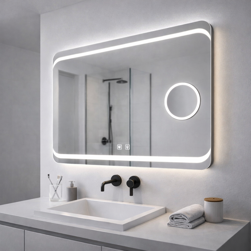Téglalap alakú LED tükör, 80x60 cm, Stella Touch, Páramentesítő rendszer Tükrök Korman E Alapértelmezett cím Alessandro Design