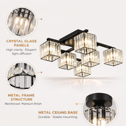Lustra Clasica Moderna Georgiana, LC111/6BK, 6x E27, Negru, Metal si Sticla Lustre Clasice Default Title Alessandro Design