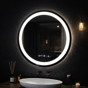 Kerek LED-es tükör, átmérő 50 cm, Celeste MotionGlow Marcello, páramentesítő rendszer, óra és hőmérő, szabályozható, meleg, semleges hideg fény 3000K/4000K/6000K Marcello tükrök alapértelmezett cím Alessandro Design