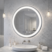 Kerek LED-es tükör, átmérő 50 cm, Celeste MotionGlow Marcello, páramentesítő rendszer, óra és hőmérő, szabályozható, meleg, semleges hideg fény 3000K/4000K/6000K Marcello tükrök alapértelmezett cím Alessandro Design