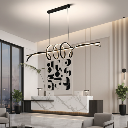 Függesztett LED-csillár távirányítóval RIBBON 64W, Lineáris, Hideg/Meleg/Semleges fény, Fényszabályozható, Fekete, Állítható magasságú LED-csillárok távirányítóval Alapértelmezett cím Alessandro Design