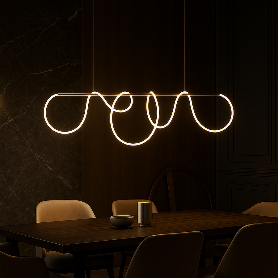 LED-csillár DIVINO Gold 96W rugalmas szilikon csővel, 96W, 150cm - Állítható fény 3000K/4000K/6000K Modern csillárok Alapértelmezett cím Alessandro Design