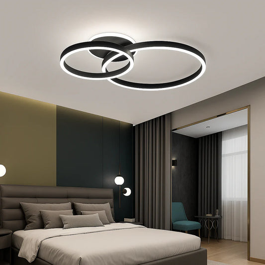 Lustra LED cu telecomanda LT511/30+40+50BK, 93W, 2 Cercuri, lumina Rece/Calda/Neutra, Dimabila, Negru Lustre LED cu Telecomanda Default Title Alessandro Design