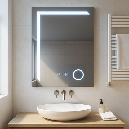 Négyszögletű LED-es tükör, 60x80 cm, Linea Touch, páramentesítő rendszer, szabályozható tükrök Korman E alapértelmezett cím Alessandro Design