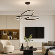 LED felfüggesztett csillár PAGANO 47W, 3000K, 2 kör, fekete, állítható magasságú Modern csillárok Alapértelmezett cím Alessandro Design