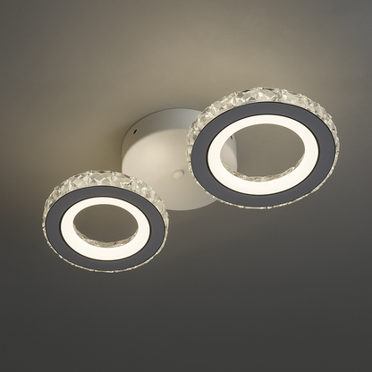 LED csillár távirányítóval és kristály NOVA ROTONDA 34W, 2 kör, hideg/meleg/semleges fény, fehér kristály LED csillárok Alapértelmezett cím Alessandro Design