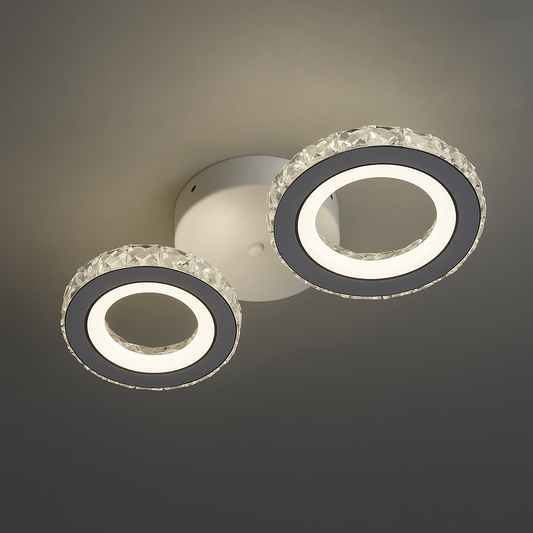 LED csillár távirányítóval és kristály NOVA ROTONDA 34W, 2 kör, hideg/meleg/semleges fény, fehér kristály LED csillárok Alapértelmezett cím Alessandro Design
