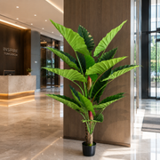 Plantă Artificială Tip Alocasia, 2 tulpini, 190 cm, Verde