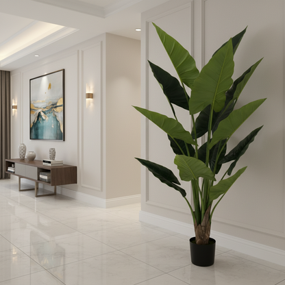 Plantă Artificială Tip Alocasia, 14 frunze, 170 cm, Verde