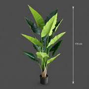 Plantă Artificială Tip Alocasia, 14 frunze, 170 cm, Verde