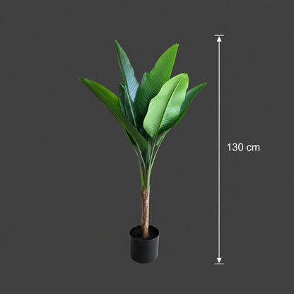 Planta Artificială Copac Tip Bananier, 130 cm, 6 frunze, Verde, cu Ghiveci