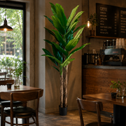 Planta Artificială Copac Tip Bananier, 190 cm, 3 tulpini, 27 frunze, Verde, cu Ghiveci