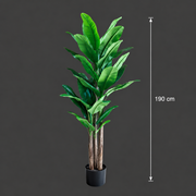 Planta Artificială Copac Tip Bananier, 190 cm, 3 tulpini, 27 frunze, Verde, cu Ghiveci