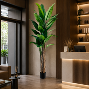 Planta Artificială Copac Tip Bananier, 210 cm, 31 frunze, Verde, cu Ghiveci