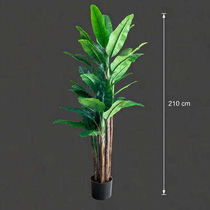 Planta Artificială Copac Tip Bananier, 210 cm, 31 frunze, Verde, cu Ghiveci