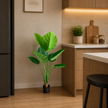Plantă Artificială Tip Strelitzia, 130 cm, 9 frunze, Verde