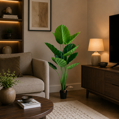 Plantă Artificială Tip Strelitzia, 160 cm, 12 frunze, Verde