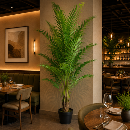 Planta Artificială Copac Tip Palmier Kentia, Cu Frunze Elegante, 230 cm, 18 frunze, Verde, cu Ghiveci