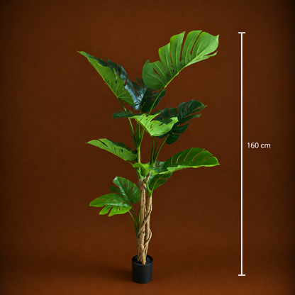 Plantă Artificială Tip Monstera Deliciosa, 11 frunze, 160 cm, Verde