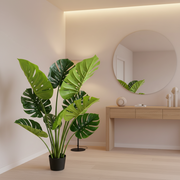 Plantă Artificială Tip Monstera Deliciosa, Cu Frunze Bogate, 120 cm, Verde