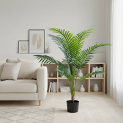Planta Artificială Copac Tip Palmier Kentia, 12 frunze, 120 cm, Verde, cu Ghiveci