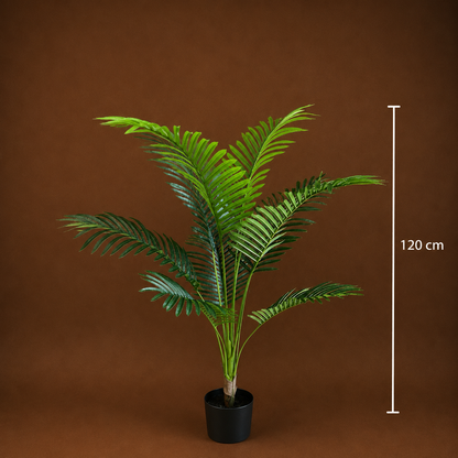 Planta Artificială Copac Tip Palmier Kentia, 12 frunze, 120 cm, Verde, cu Ghiveci