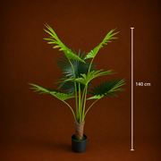 Plantă Artificială Tip Palmier Livistona Evantai, 7 frunze, 140 cm, Verde