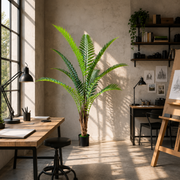 Planta Artificială Copac Tip Palmier Regal, 180 cm, 10 frunze, Verde, cu Ghiveci