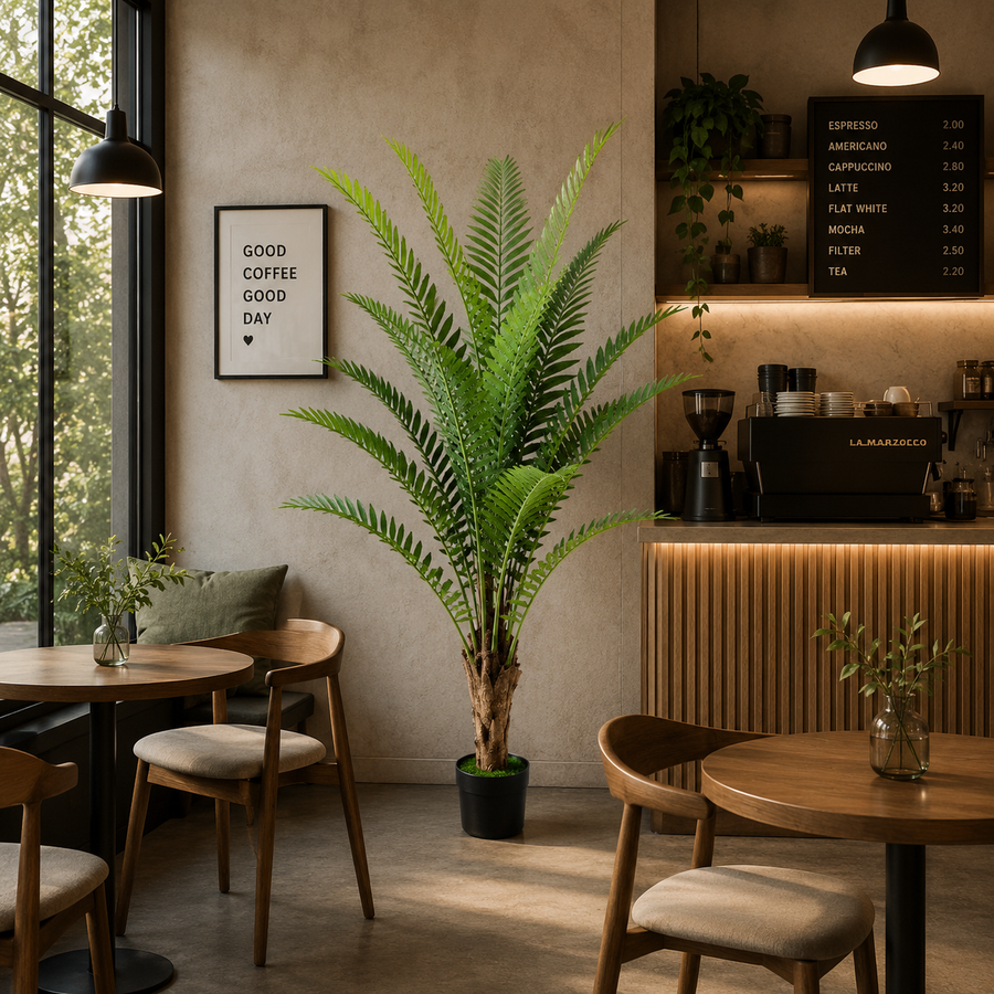 Planta Artificială Copac Tip Palmier Regal, 200 cm, 15 frunze, Verde, cu Ghiveci