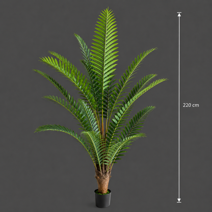 Planta Artificială Copac Tip Palmier Regal, 220 cm, 18 frunze, Verde, cu Ghiveci