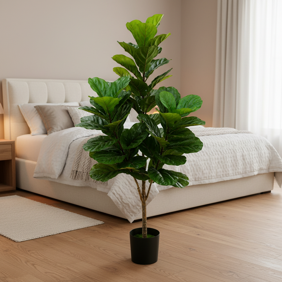 Planta Artificială Copac Tip Smochin, Plastic, 3 brate, 160 cm, Verde, cu Ghiveci