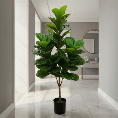 Planta Artificială Copac Tip Smochin, Plastic, 3 brate, 160 cm, Verde, cu Ghiveci