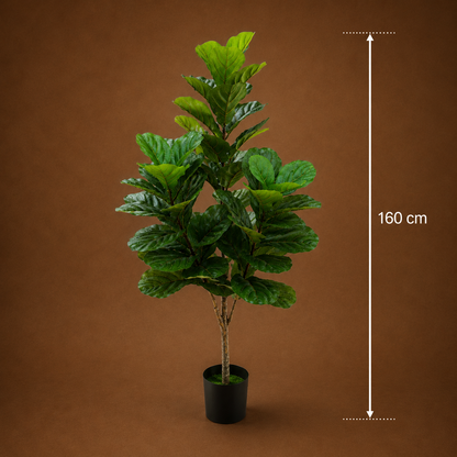 Planta Artificială Copac Tip Smochin, Plastic, 3 brate, 160 cm, Verde, cu Ghiveci