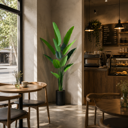 Plantă Artificială Tip Strelitzia Nicolai(Pasărea Paradisului), 180 cm, 13 frunze, Verde
