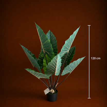Plantă Artificială Tip Alocasia Cu Frunze Late, 120 cm, Verde