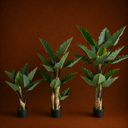 Plantă Artificială Tip Alocasia Cu Frunze Late, 120 cm, Verde