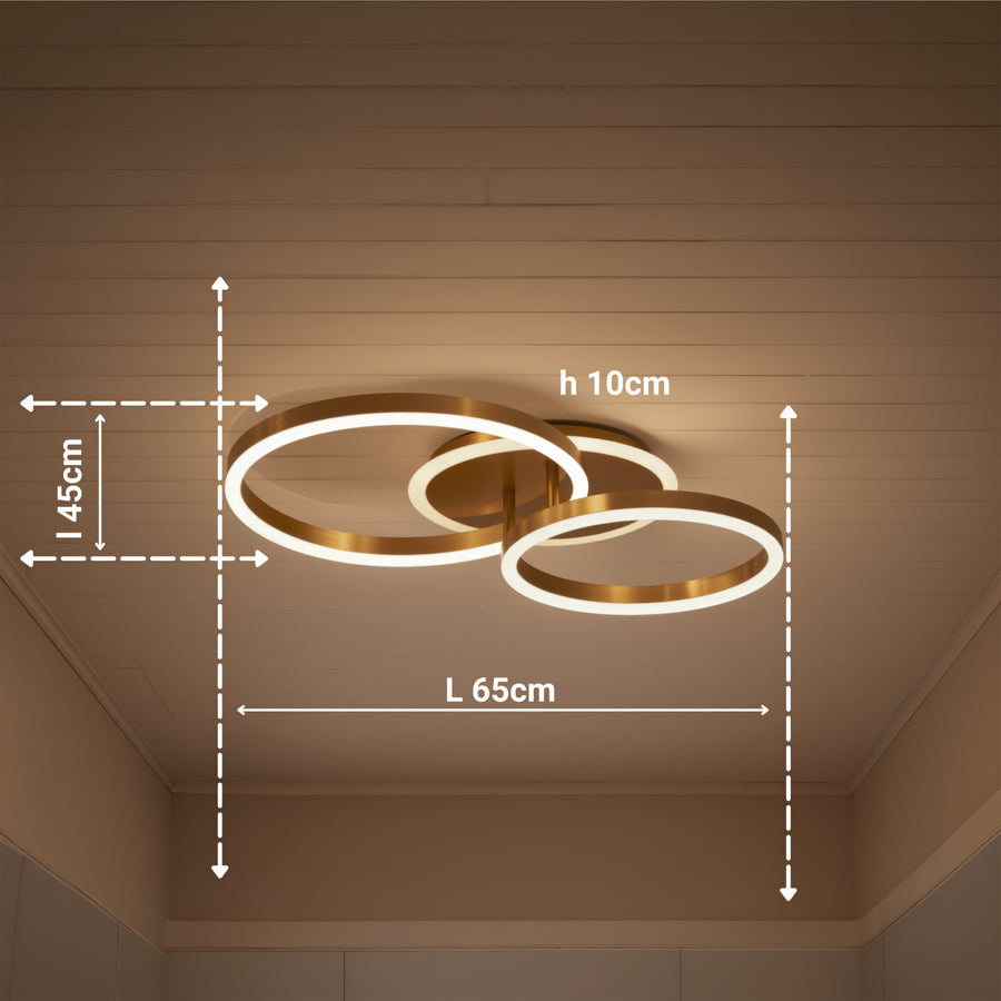 LED csillár távirányítóval RINOVA 66W, 2 kör, hideg/meleg/semleges fény, szabályozható, fényes arany LED csillárok távirányítóval Alapértelmezett cím Alessandro Design