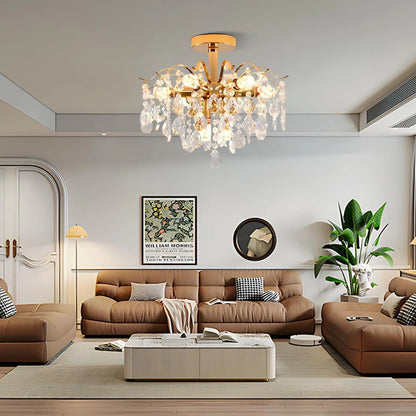 Candelabru Cristal Fiamma, 6x E14, Diametru 45cm, Auriu, Metal si Cristal Candelabre Cristal Default Title Alessandro Design