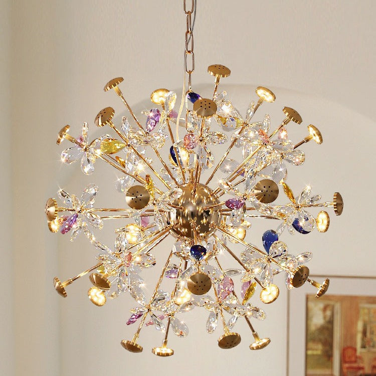 Candelabru Modern cu Cristal, FloraLux, 32xG4, Auriu si Cristale , 54.5cm, Inaltime Reglabila, Metal si Cristal Candelabre Cristal Default Title Alessandro Design