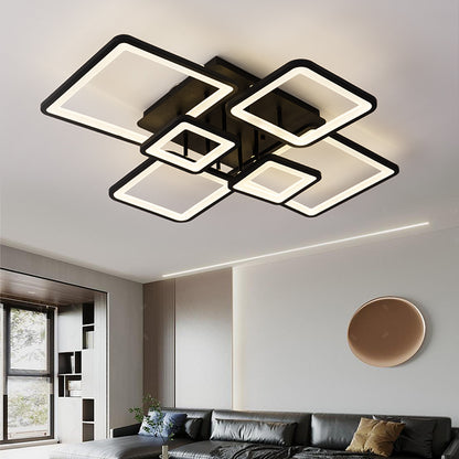 LED csillár távirányítóval ELLA 120W, 6 négyzet, hideg/meleg/semleges fény, szabályozható, fekete, fém és akril LED csillárok távirányítóval Alapértelmezett cím Alessandro Design