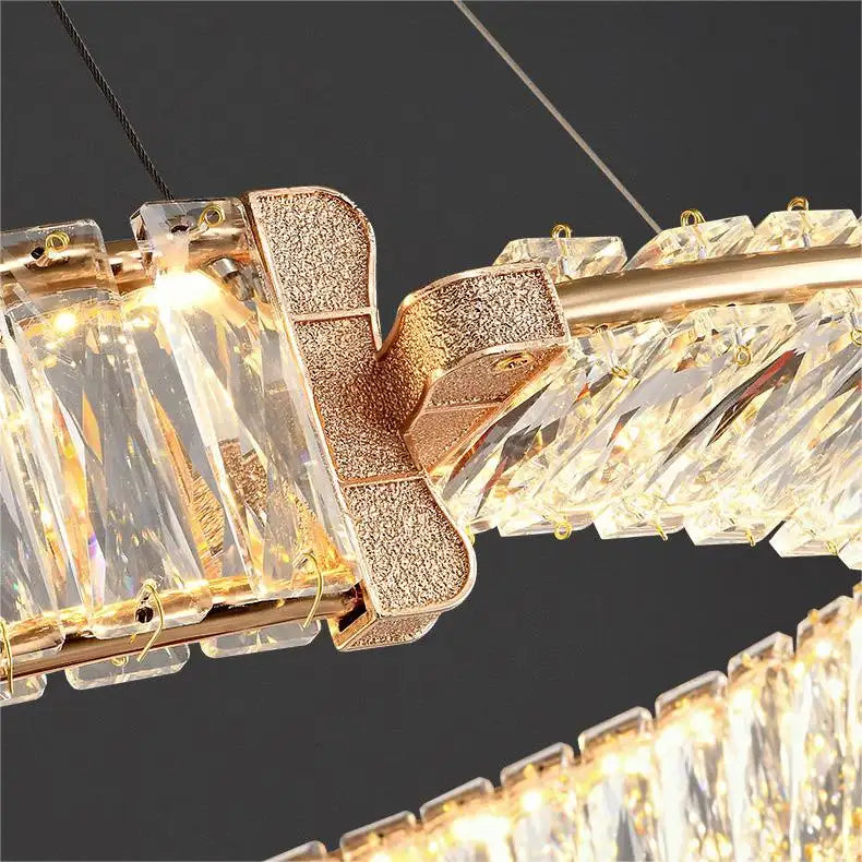 Függesztett LED kristálycsillár PRISM REGAL 117W, 2 kör, hideg/meleg/semleges fény, szabályozható, aranyszínű, állítható magasságú kristály LED csillárok alapértelmezett cím Alessandro Design