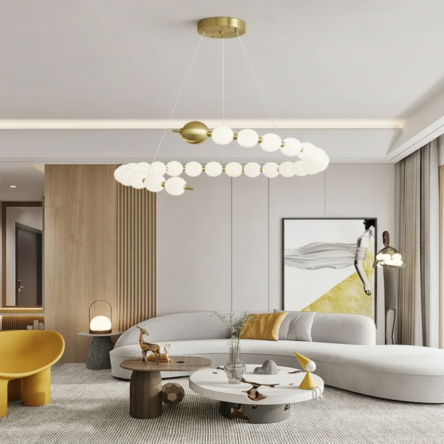Aurelia 41W akril LED függőcsillár távirányítóval, szabályozható, 3000K/4000K/6000K, arany, fém és akril LED csillárok távirányítóval Alapértelmezett cím Alessandro Design