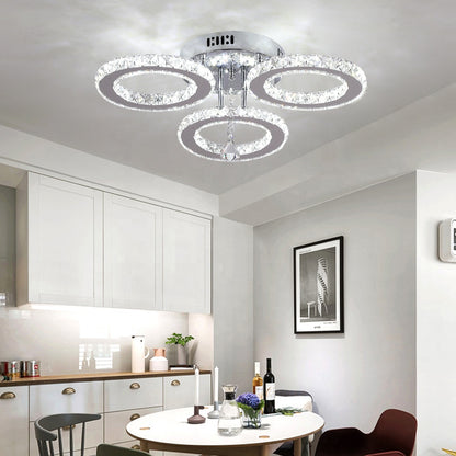 LED csillár távirányítóval és kristály ALANUBIS 40W, 3 kör, hideg/meleg/semleges fény, szabályozható, fényes króm kristály LED csillárok alapértelmezett cím Alessandro Design