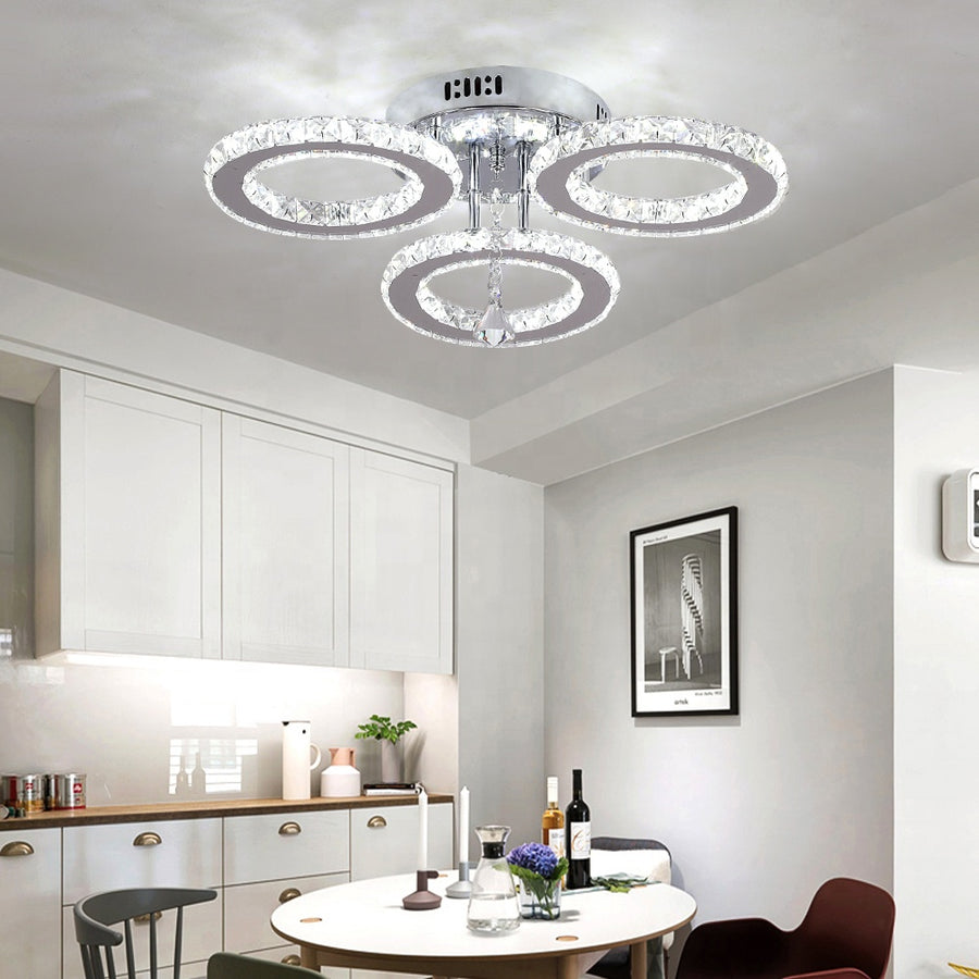LED csillár távirányítóval és kristály ALANUBIS 40W, 3 kör, hideg/meleg/semleges fény, szabályozható, fényes króm kristály LED csillárok alapértelmezett cím Alessandro Design