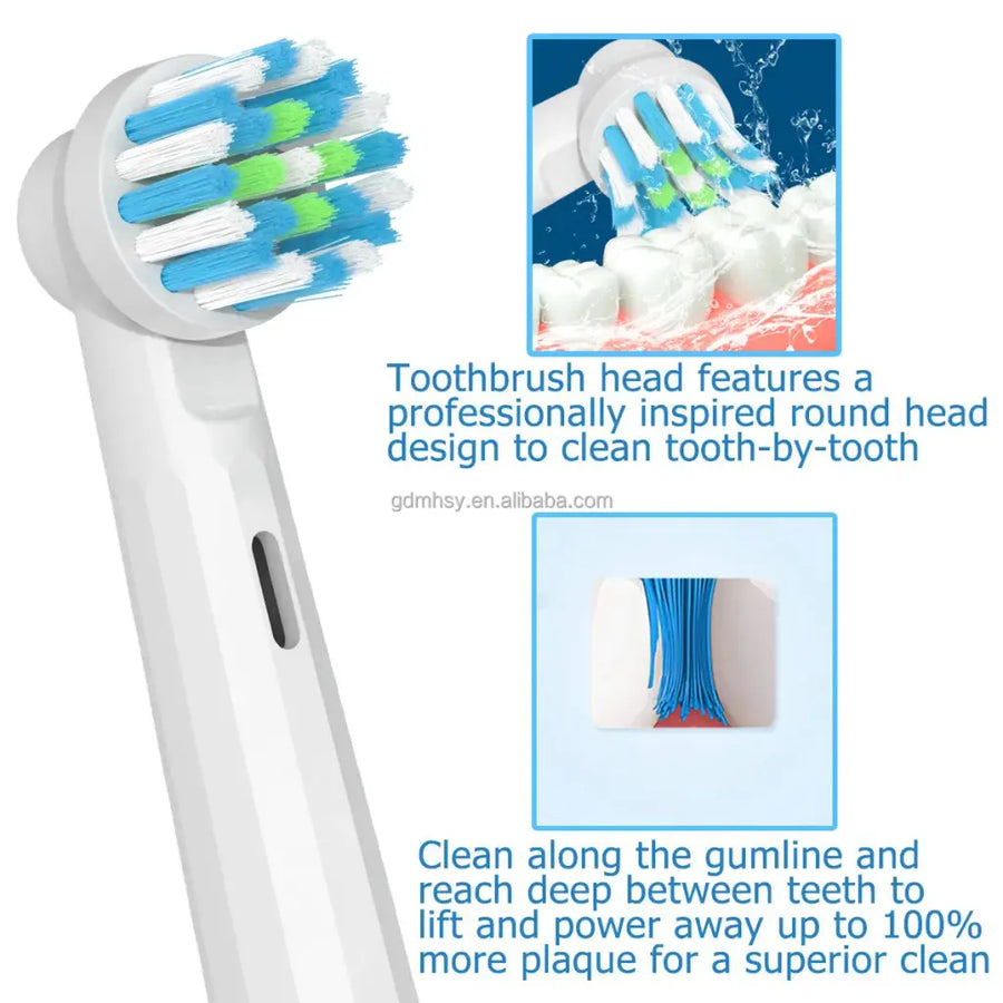 Tartalék fogkefe TB-20, kompatibilis az Oral-B-vel, Cross Action, 4 db Personal Care Alapértelmezett cím Alessandro Design