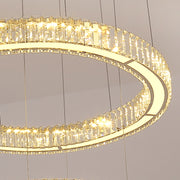Lustra LED cu telecomanda LLC130/2CH, Cristal si Metal, 62W, 2 Cercuri, Dimabila, Inaltime Reglabila, Lumina Rece/Calda/Neutra, Iluminat Luxos Lustre LED cu Telecomanda Default Title Alessandro Design