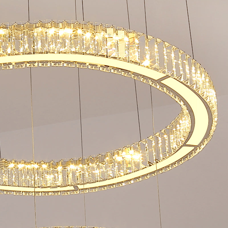 Lustra LED cu telecomanda LLC130/2CH, Cristal si Metal, 62W, 2 Cercuri, Dimabila, Inaltime Reglabila, Lumina Rece/Calda/Neutra, Iluminat Luxos Lustre LED cu Telecomanda Default Title Alessandro Design